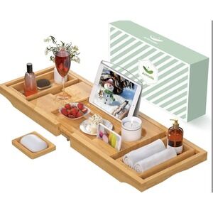 Bathroom Caddy Organizer & Bathtub Tray Product Holder - Bathroom Storage (Black